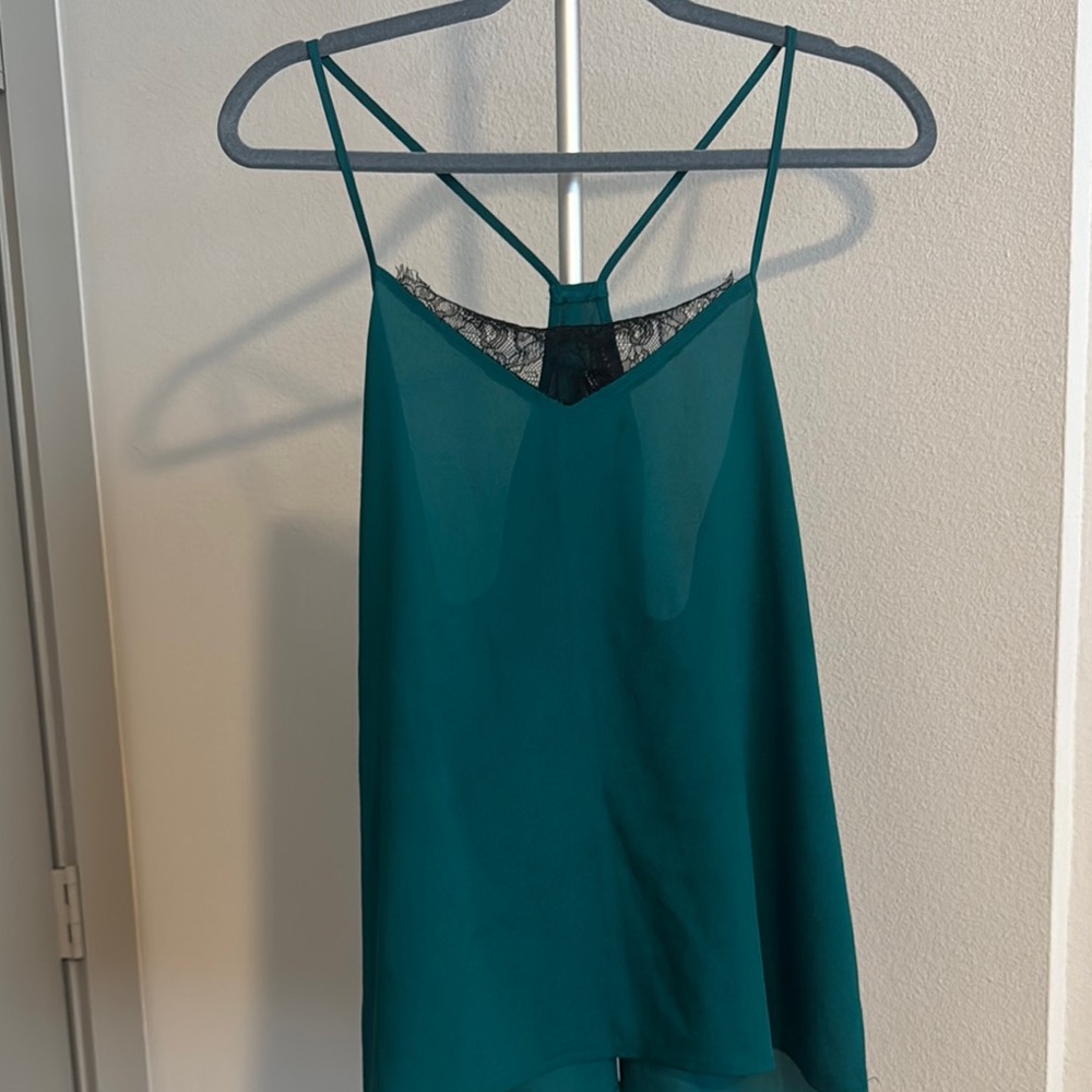 Teal Lace Trim Racerback Top